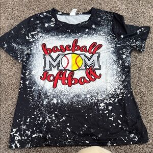 Black Baseball Mom Softball Shirt